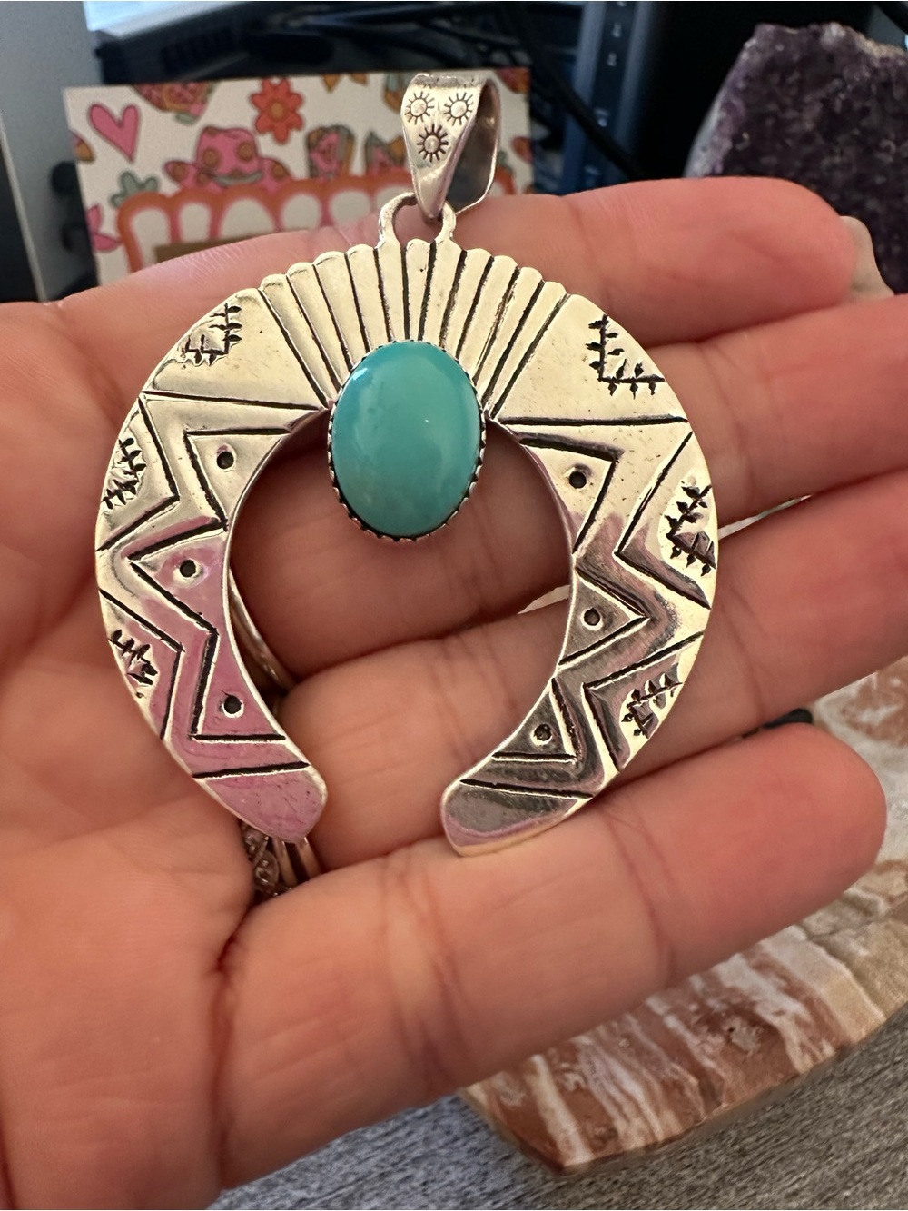 Sterling Silver Authentic Turquoise Naja Pendant 🩵